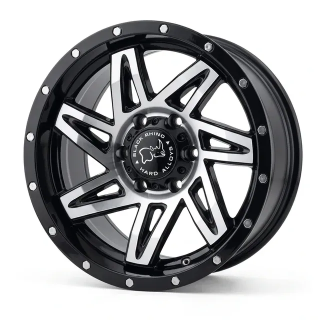 F5715 R15 10J ET-44 6x139,7 110,1 black machine face rivets milled / Cara negro mecanizado remaches fresados