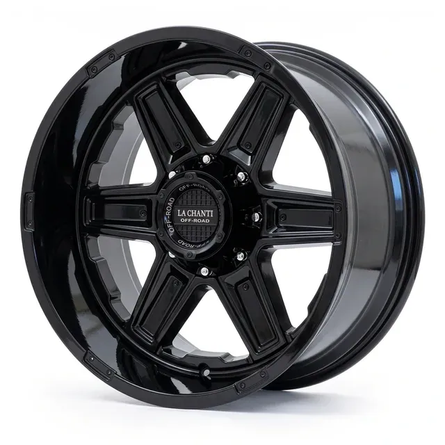 6060 R20 10J 6x135 / 6x139,7 ET-12 87,1 Glossy Black+glossy black inserts