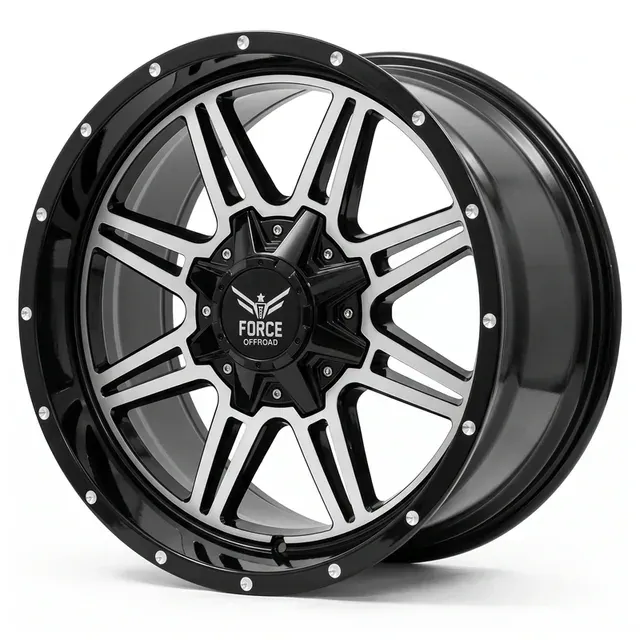 8081 R20 9J 6x139,7 ET0 77,8 GLOSSY BLACK SILVER SCREW